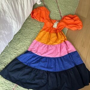 FARM Rio Colorful Puff Sleeve Dress